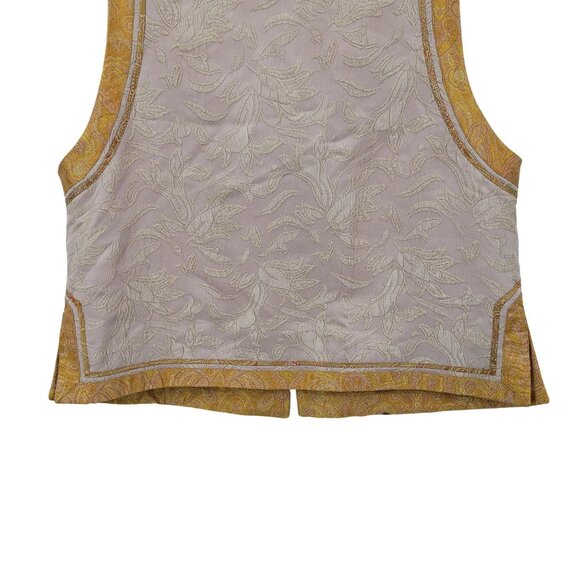 Vtg 80s Silk Embroidered Paisley Vest Sz M Gold Demask Medieval Renaissance - Picture 9 of 11